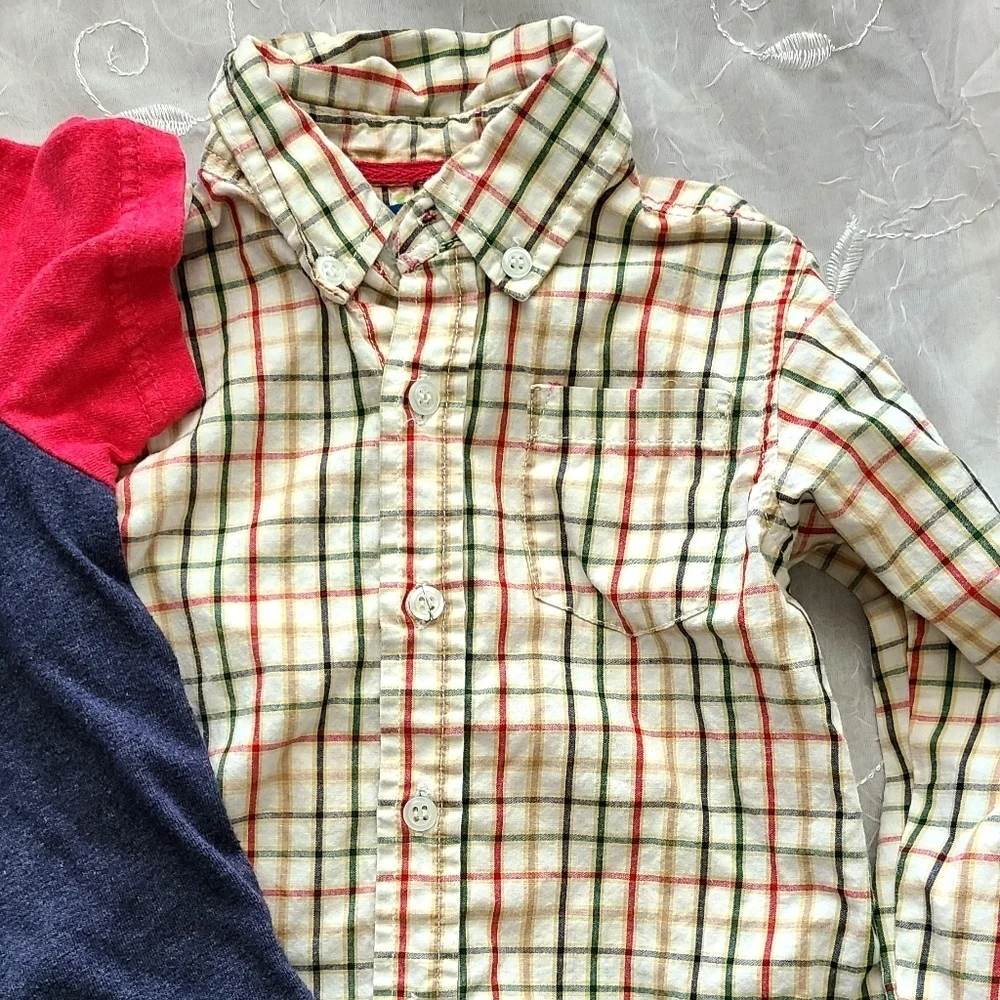 Bundle Of 2 Boys 24 Month Shirts T-shirt Button Up Back To School Summer Fall